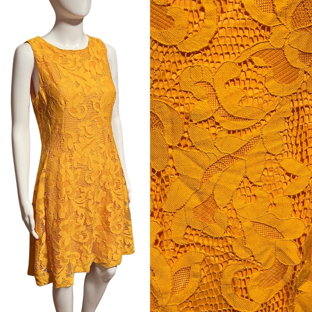 Eva Mendes by New York & Company Mustard Lace Dress – Size 8
